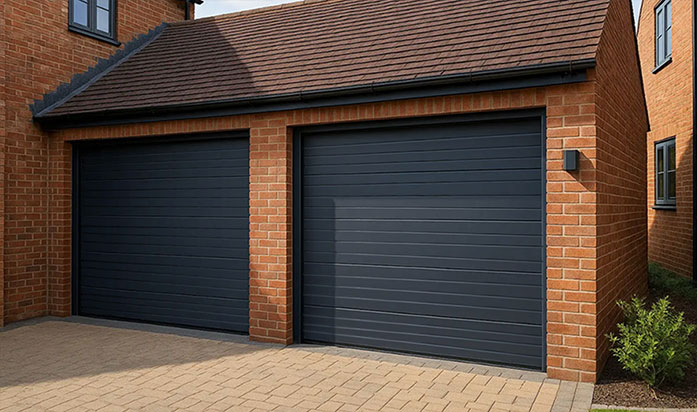 Black Garage Door with Three Rib Line