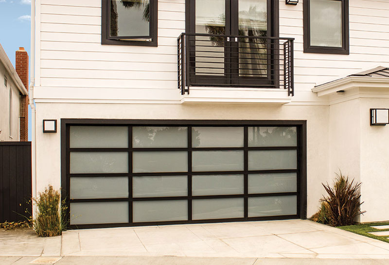 Black Aluminum and Glass Garage Door